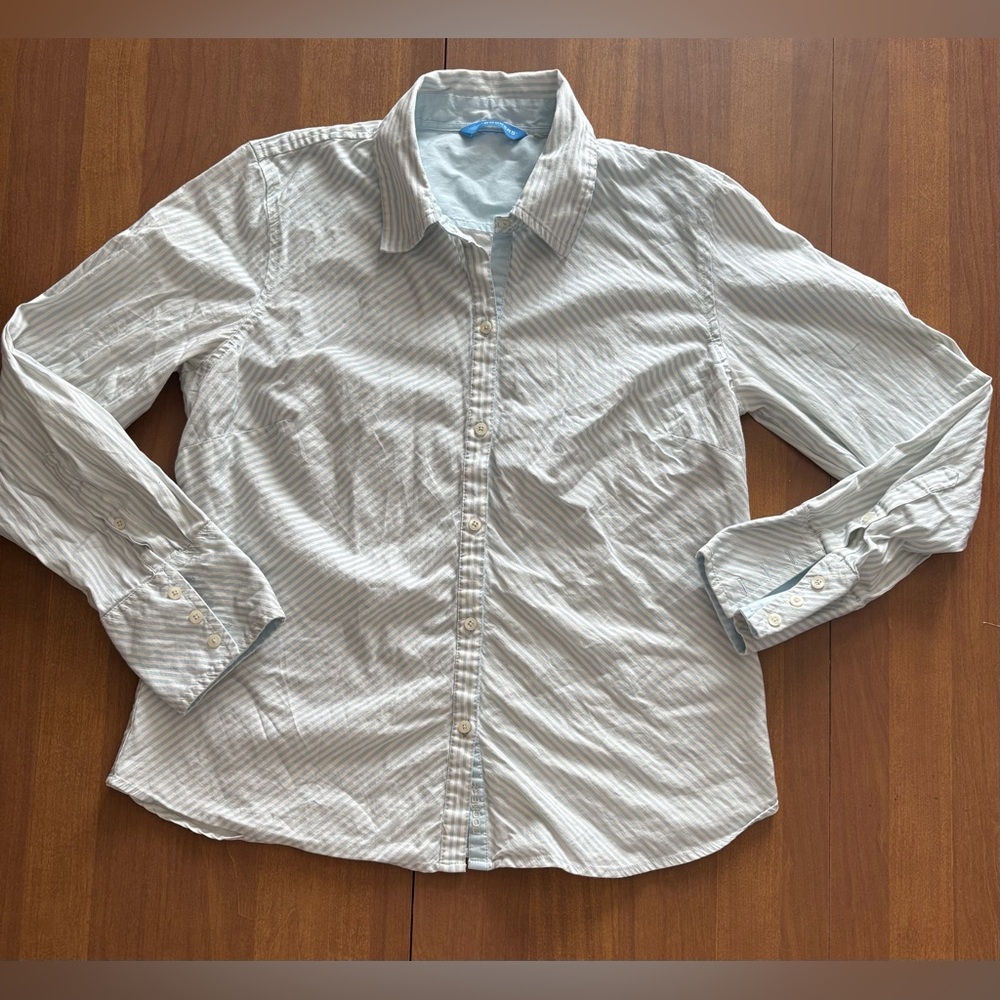 Dockers Cream and Blue Striped Button Down Shirt